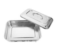 NIYANGLE Boîte De Carrée Inox 23 Cm Couvercle, Plateau Perforé Pour Outils Cosmétiques, Haute Température, Usage Professionnel, Transport Facile