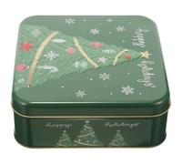 NIYANGLE Boîte de Noël en Métal Verte Motif Sapin, Coffret Présent Festif pour Biscuits et Friandises, Contenant Vide pour Fête de Fin D’année, Accessoire Emballage Créatif Noël,
