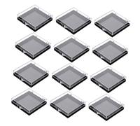 NIYANGLE Boîte de Rangement en Plastique Noir Couvercle, Structure Solide 12pcs pour Affichage et Stockage pour Faux Ongles Comptoir de Salon