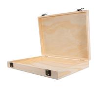 NIYANGLE Boîte en Bois Massif Non Peinte Couvercle à Charnières Boîte de Rangement Rectangulaire Petite Taille A4 pour Loisirs Créatifs et Organisation Bijoux Coffret Décoratif Rustique