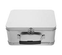 NIYANGLE Boîte en Fer-Blanc Rectangulaire Vide 205X150X100 MM avec Poignée Argentée, Boîte Métallique à Charnière pour Rangement Sécurisé de Bonbons, Biscuits et Souvenirs, Coffret Présent