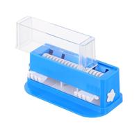 NIYANGLE Boîte Rangement Coton Tige Moyenne Jaune avec Base Bleue Distributeur Transparent Pratique pour Bâtonnets de Nettoyage Organisateur Cosmétique Facile à Recharger Utiliser