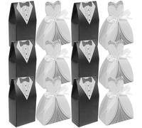NIYANGLE Boîtes à Dragées Décoratives Mariage 200 Pcs en Papier Pliable Forme Smoking et Robe Classique Boîtes à Bonbons pour Décoration Table et Présents Invités