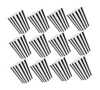 NIYANGLE Boîtes à Pop-corn en Papier Noir Rayé 12 Pièces, Contenants Légers et Résistants pour Snacks, Fête et Cinéma, Boîtes Jetables Pratiques pour Popcorn et Frites, Accessoires