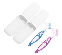 NIYANGLE Boîtes de Rangement pour Brosse à Dents Prothèse Dentaire en Plastique Poils Fins Set de 2 Design Compact pour Voyage et Nettoyage