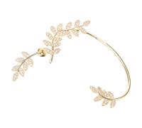 NIYANGLE Boucle D’oreille Grimpante Feuille Dorée Métal Micro-pierres Femme Soirée Mariage Léger Double Port