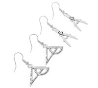 NIYANGLE Boucles D’oreilles Architecte Pendantes 2 Paires Alliage Créatives Règle Triangle Bijoux Femme Mode Accessoires Création Quotidienne