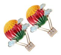 NIYANGLE Boucles D’oreilles Puces Montgolfière en Alliage de Zinc Pierres Colorées, Légères et Décoratives, Boucles Oreilles Ballon pour Femmes, Bijoux Fantaisie pour Saint-valentin