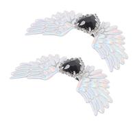 NIYANGLE Boucles de Chaussures à Clipser Argentées D’ailes D’ange Gothiques Strass, Accessoires Décoratifs pour Talons et Baskets, Breloques Originales pour Femmes, Style Lolita et Dark