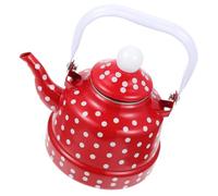 NIYANGLE Bouilloire à Thé Émaillée Rouge 2,5l Vintage Facile à Nettoyer et Utiliser, pour Cuisinière et Infusion de Thé à Domicile