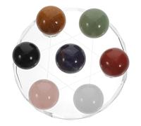 NIYANGLE Boule de Cristal Décorative Arrangements de Sept pour Maison et Bureau Ornement Unique avec Multicolores Base Sept