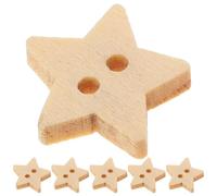 NIYANGLE Boutons en Bois Beige avec Deux Trous D'étoile à Cinq Branches Lot de 200 et Adaptés aux Loisirs Créatifs et Couture
