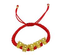 NIYANGLE Bracelet de Bénédiction Chinois Rouge et Or Cinq Taureaux | Style Rétro Traditionnel, Présent Festif pour Femmes, Commémoration Voyage, Événements du Zodiaque