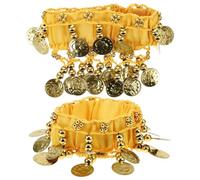NIYANGLE Bracelet de Cheville Son Clair et Souple en Coton et Acier Inoxydable Jaune pour Ventre pour Performance de Ventre