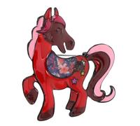 NIYANGLE Broche Cheval Colorée Rouge en Alliage de Zinc Solide, Épinglette Zodiacale Nouvel An 2026, Bijou Femme pour Veste, Manteau et Foulard, Présent Souvenir Fête du Printemps