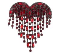 NIYANGLE Broche Cœur Rouge Élégante en Cristaux avec Pompon, Épingle pour Robe de Soirée, Résistant à L'usure, pour Événements Formels et Célébrations Spéciales