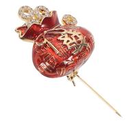 NIYANGLE Broche Épingle de Revers Rouge Festive 3d Style Chinois pour Vêtements Femme, Manteaux et Chapeaux, Charme Nouvel An Chinois, Broche Costume Élégante, Accessoire Léger et Solide
