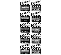 NIYANGLE Broche Épingle Noire Forme Clap de Cinéma en Alliage, Lot de 10pcs Compactes et Polyvalentes, Accessoire pour Fêtes à Thème Cinéma
