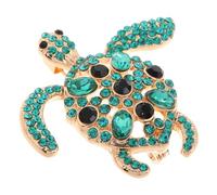 NIYANGLE Broche Épingle Tortue de Mer en Alliage et Cristaux Verts, Bijoux Animaux Marins Uniques pour Sécuriser Paquet et Vêtements au Quotidien Soirée