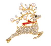 NIYANGLE Broche Petit Cerf de Noël en Alliage avec Cristaux Étincelants | Style Rétro Chic, Accent Festif pour Fêtes et École, pour Pulls et Écharpes