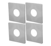 NIYANGLE Cache-trou Robinet Carré 33 Mm Argenté, 4 Pièces, Bride Fendue Autocollante, Couvercle Décoratif Mural pour Tuyau Plomberie, Accessoire Salle de Bain, Finition Étanche et