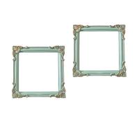 NIYANGLE Cadres Photo Vintage en Résine 2 Pièces, Diamètre 11 Cm, Couleur Vert Clair, Cadres Présentoirs à Bijoux de Table pour Photobooth et Décoration Intérieure, Accessoires Photo