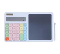 NIYANGLE Calculatrice Silencieuse à 12 Chiffres avec Tablette D'écriture Intégrée et Énergie Solaire, Matériau Abs Blanc, pour Bureaux et Espaces Partagés