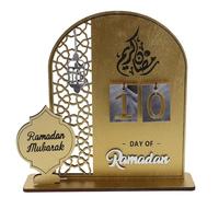NIYANGLE Calendrier de Ramadan en Acrylique Doré - Calendrier de Table Décoratif 2026 pour Bureau et Salon - Compte à Rebours Personnalisable du Ramadan L’aïd - Décoration Islamique