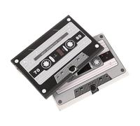 NIYANGLE Carte de Vœux Vintage Style Cassette des Années 60, 2 Pièces, Coloris Beige Clair et Noir Mat, Cartes de Remerciement ’anniversaire Message Vocal Enregistrable, pour Fin D’études