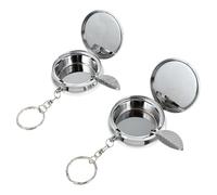 NIYANGLE Cendrier de Poche Portable Lot de 2pcs en Alliage D'aluminium Argenté avec Couvercles Design Unique et Fonction Anti-Chute Plusieurs Styles pour Voiture et Plusieurs Styles