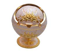 NIYANGLE Cendrier Domestique Luxueux en Alliage Couvercle Rabattable Récipient à Cendres Rétro Décoratif Doré pour Fumeurs Accessoire Ménager Écologique Odeur Adapté Salon Bureau et