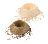 NIYANGLE Chapeau Tropical Léger et Facile à Ranger en Paille Tissé 2 Pièces Style Hawaïen Accessoire Polyvalent pour Fête Estivale pour Vacances la Plage