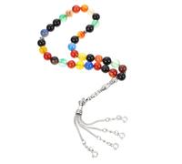 NIYANGLE Chapelet Musulman en Agate Naturelle 33 Perles Colorées Pendentif Plusieurs styles Perles de Prière Islamique Délicates Présent Religieux pour Prier le Rosaire Musulman