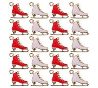 NIYANGLE Charms Bijoux en Alliage de Zinc de Patins à Glace, Résistants aux Rayures, 20pcs Rouges et Blancs pour Compétitions et Fêtes