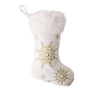 NIYANGLE Chaussette de Noël en Flanelle Blanche et Or, Décoration | Porte-bonbons à Suspendre, pour Chocolats et Friandises, Décor de Bureau, Restaurants, Veille de Noël
