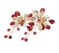 NIYANGLE Clips de Chaussures de Mariée à Fleurs Rouges en Alliage et Cristaux, Décorations Amovibles pour Chaussures Plates Talons, pour Événements Formels et DIY