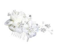 NIYANGLE Coiffe De Mariée En Soie Avec Voile De Mariée Accessoires Décoratifs Pour Mariée Tenue De Jeune Fille Coiffe Perlée Scintillante Blanche