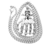 NIYANGLE Collier Corde Cirée D'halloween en Alliage Argenté pour Homme Crâne Design Unique Chic, pour Prise de Photo et Fête D'halloween