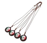 NIYANGLE Collier Pendentif Ballon de Football en Bois Drapeau National Mexicain, Style Rétro Vintage, 4 Pièces pour Spectateurs Lors de Compétitions Sportives