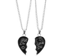 NIYANGLE Collier Pendentif Cœur Puzzle Noir pour Sœur, Bijou de Fin D'études en Deux Pièces, Présent Saint-valentin et Anniversaire, Collier Puzzle pour Meilleures Amies