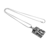 NIYANGLE Collier Pendentif Maléfique en Acier Inoxydable Argenté, Design Unisexe Résistant Décoloration, Style Hiphop Gothique pour Homme et Femme