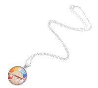 NIYANGLE Collier Pendentif Palette de Peinture D’Artiste en Alliage de Zinc et Verre Collier Long Argenté Bijou pour Étudiants en Art Accessoire Présent Peintre Chaîne Métal Élégante