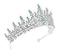 NIYANGLE Couronne Baroque en Métal Vert avec Cristaux Scintillants, Bandeau de Mariée Élégant pour Événement et Occasions Diverses, Effet Éblouissant et Rehausse L'apparence