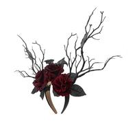 NIYANGLE Couronne de Fleurs Gothiques pour Halloween Accessoire de Coiffure Cosplay avec Roses Noires et Branches pour Fête Déguisement et Maquillage