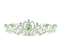 NIYANGLE Couronne De Mariage Accessoires De Coiffure Pour Mariage Diadèmes Pour Femmes Couronnes Baroques Pour Femmes Cristaux Strass Bandeau De Mariée Premier Bal Alliage Vert