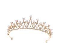 NIYANGLE Couronne de mariage de la princesse Couronne de strass casque Headswear de mariage en cristal diadème princesse Golden