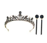 NIYANGLE Couronne de Mariage Style Baroque Serre-tête et Boucles Oreilles pour Mariée Accessoire de Coiffe