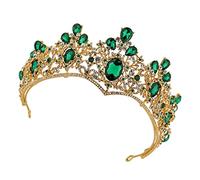 NIYANGLE Couronne de Mariée Baroque Accessoire Photographie Chic Diadème Vert pour Fête et Événements Spéciaux