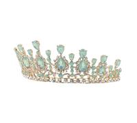 NIYANGLE Couronne de Mariée Cristal Vert et Blanc Diadème Ergonomique pour Mariages et Événements Thématiques