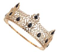 NIYANGLE Couronne de Roi Antique en Alliage Doré Noir, Accessoire Coiffure Homme pour Mariage et Fête, Décoration Costume Vintage Baroque, Couronne Royale Homme pour Bal et Cosplay